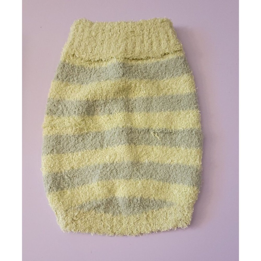 STRIPED DOG or CAT SWEATER YELLOW & GREY.  NEW. SMALL. SOFT!